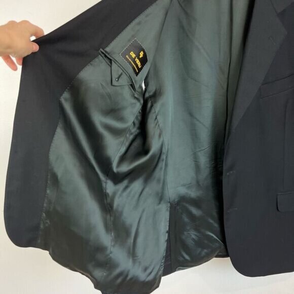 Vintage De Verli Paris Mens 46R Black Super Fine Merino Wool Blazer Suit Jacket - Picture 12 of 12